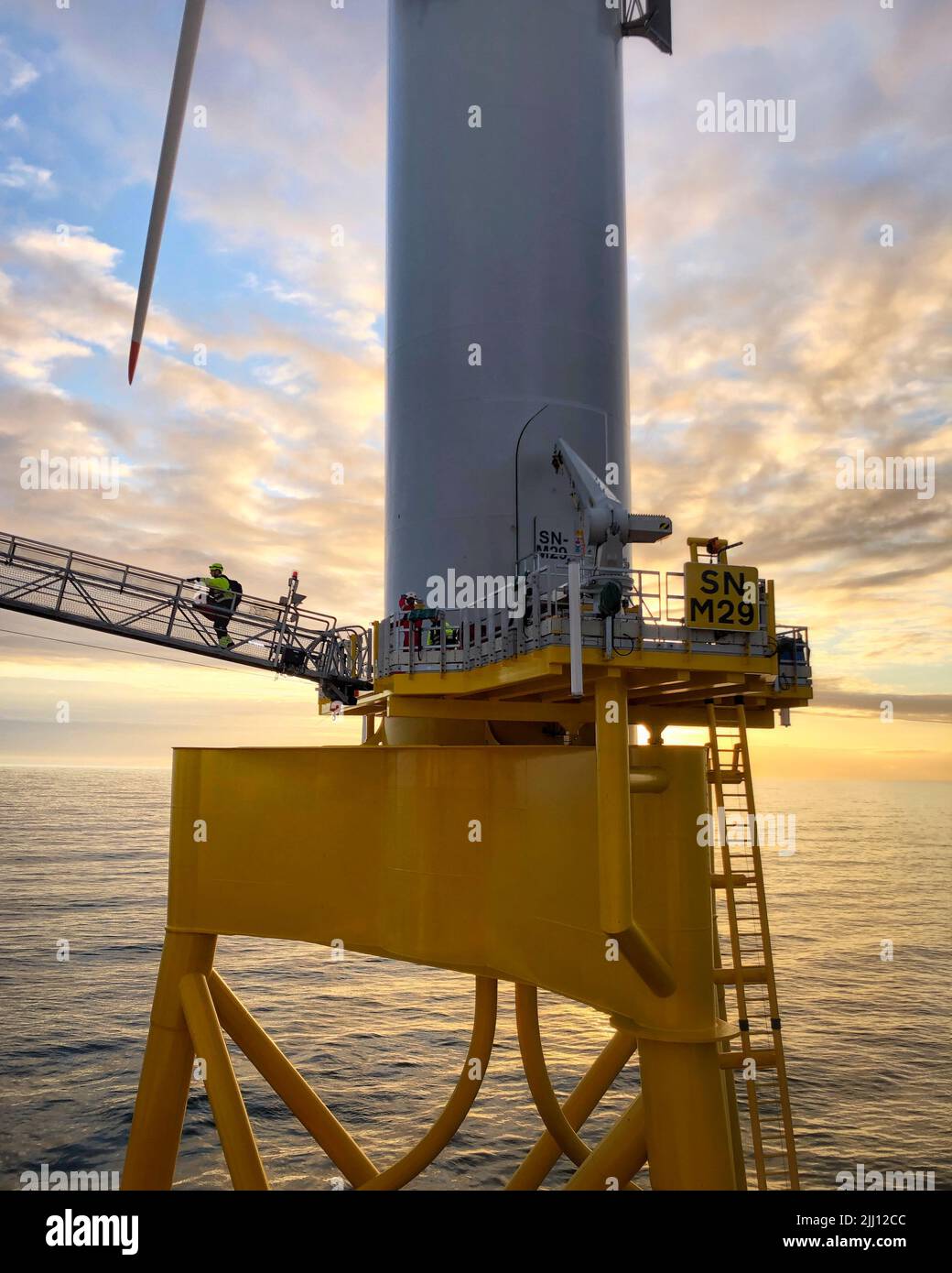 Veritas nasal, éolienne dans la mer du Nord sur le projet Seagreen. Banque D'Images