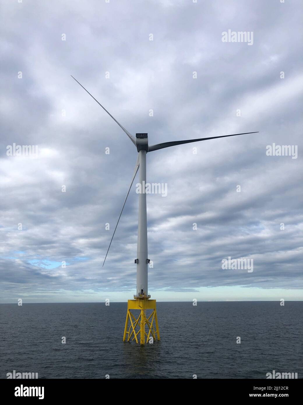 Veritas nasal, éolienne dans la mer du Nord sur le projet Seagreen. Banque D'Images