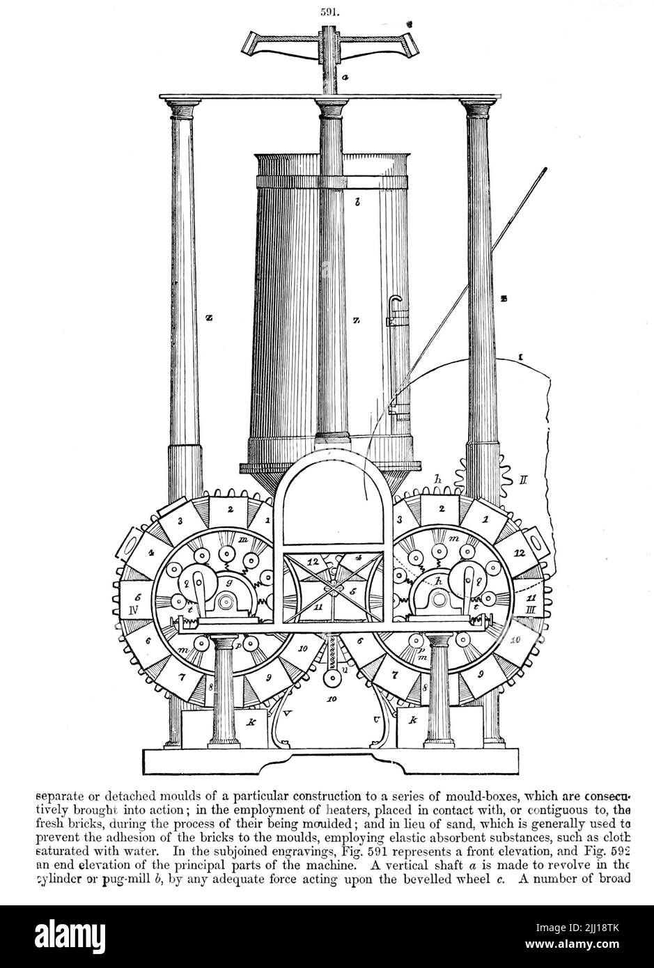 Dant machine from ' Appleton's Dictionary of machines, Mechanics, Engine-work, and engineering ' by D. Appleton and Company Date de publication 1874 Publisher New York, D. Appleton, Banque D'Images