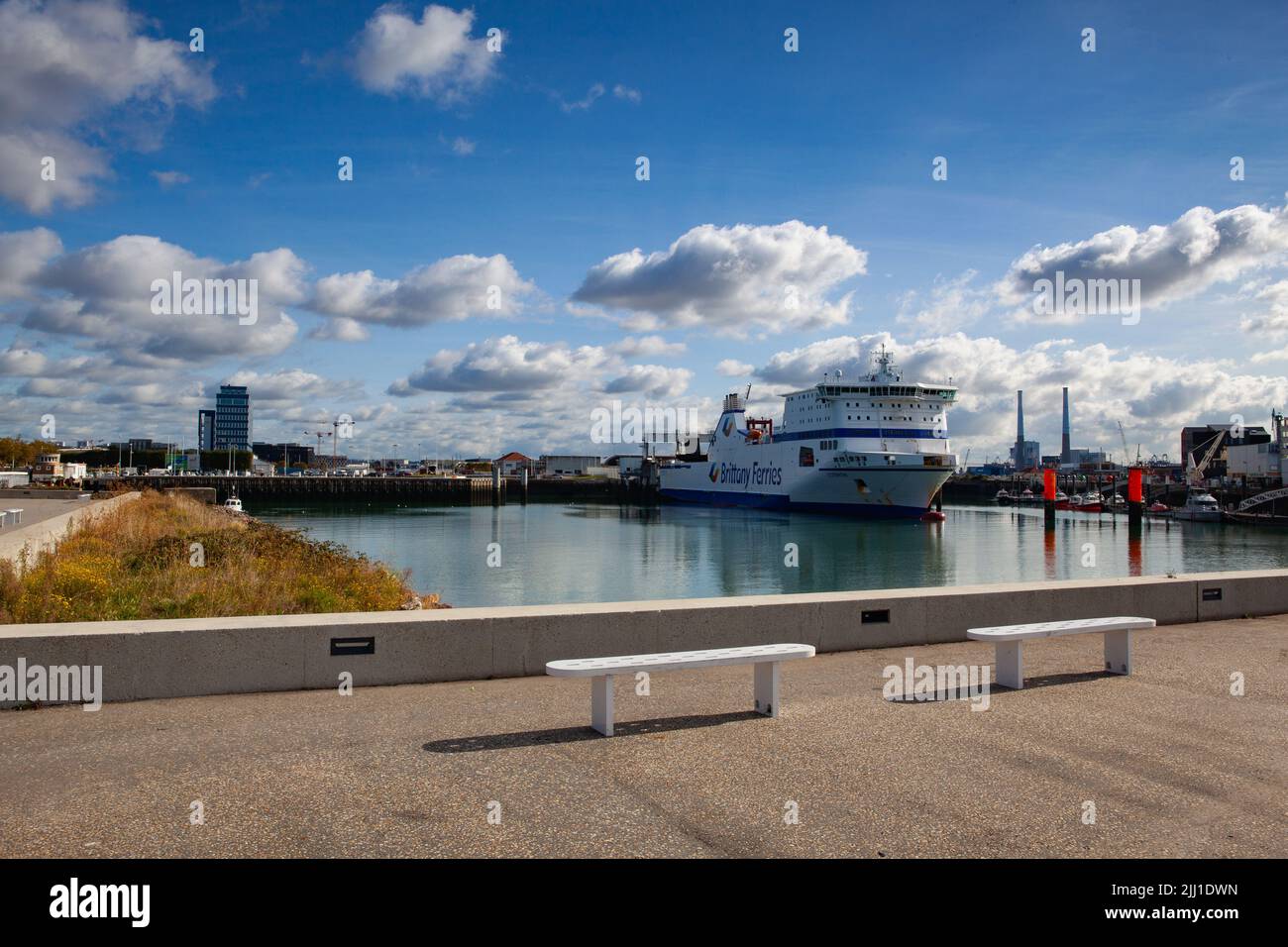 Le Havre, France - 13 octobre,2021: Ferry Bretagne dans le port de Southampton du Havre Banque D'Images