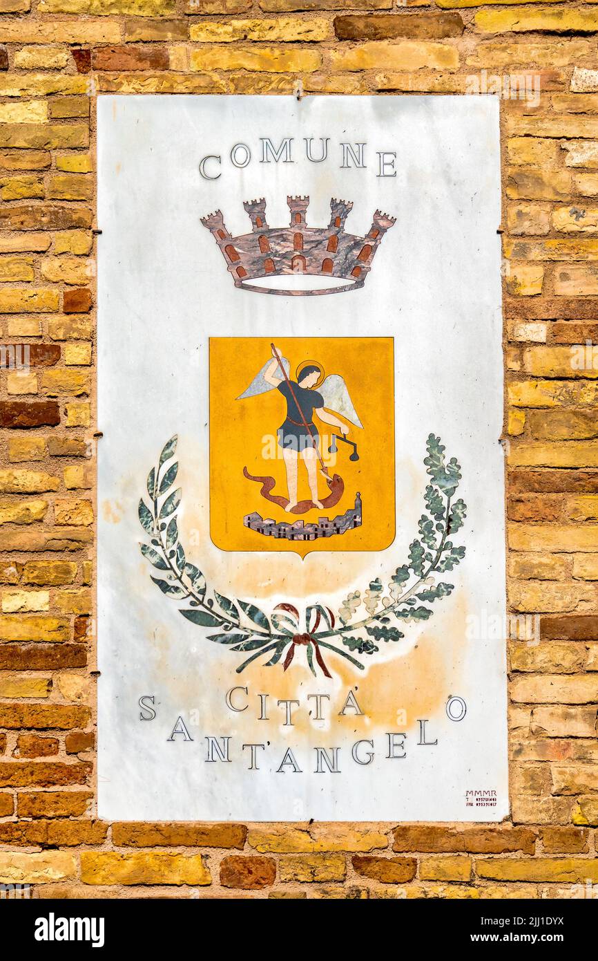 Armoiries de Città Sant'Angelo, Italie Banque D'Images