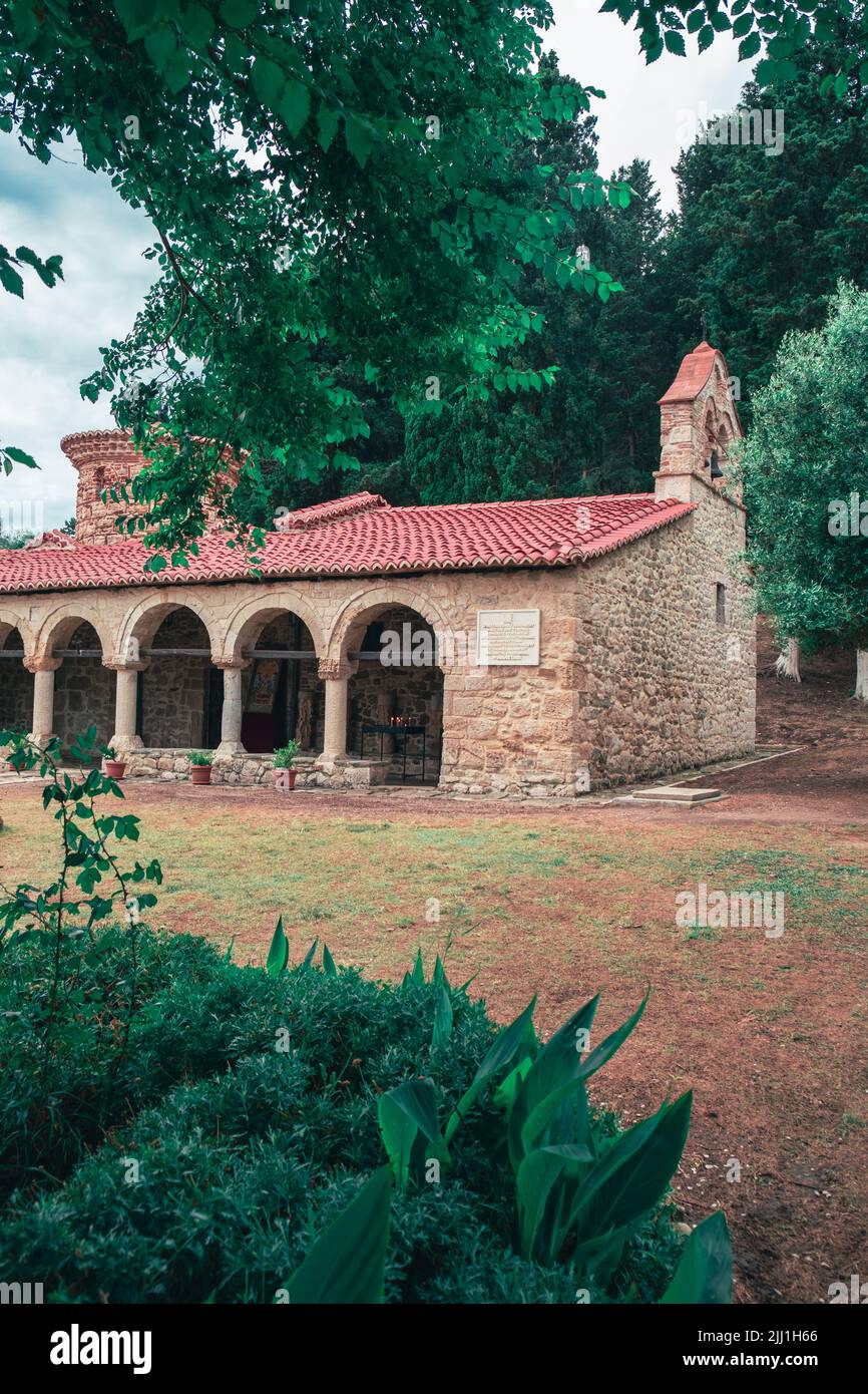 Zvernec visite du monastère Sainte-Marie en Albanie Banque D'Images