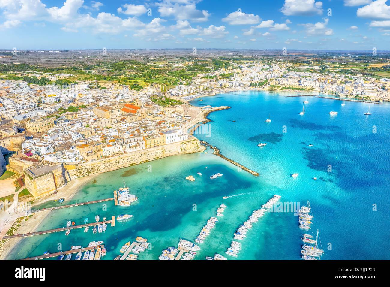 Vue aérienne d'Otrante, province de Lecce, Puglia (Pouilles), Italie Banque D'Images