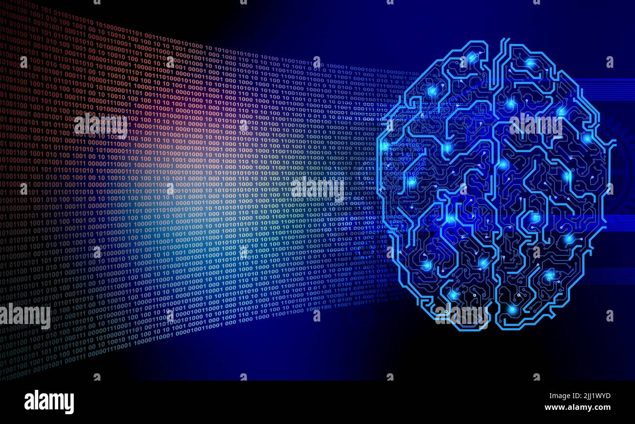 Les codes et le circuit numérique du cerveau - carte de concept de technologie Banque D'Images