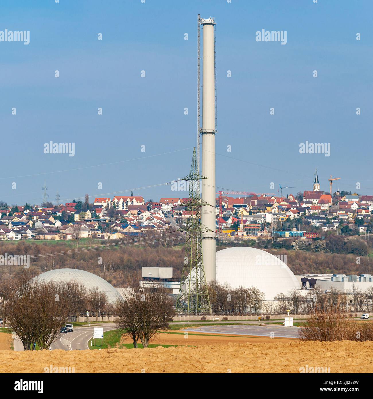 Centrale nucléaire de Neckarwestheim, Bade-Wurtemberg, Allemagne, 23 mars 2011. Banque D'Images