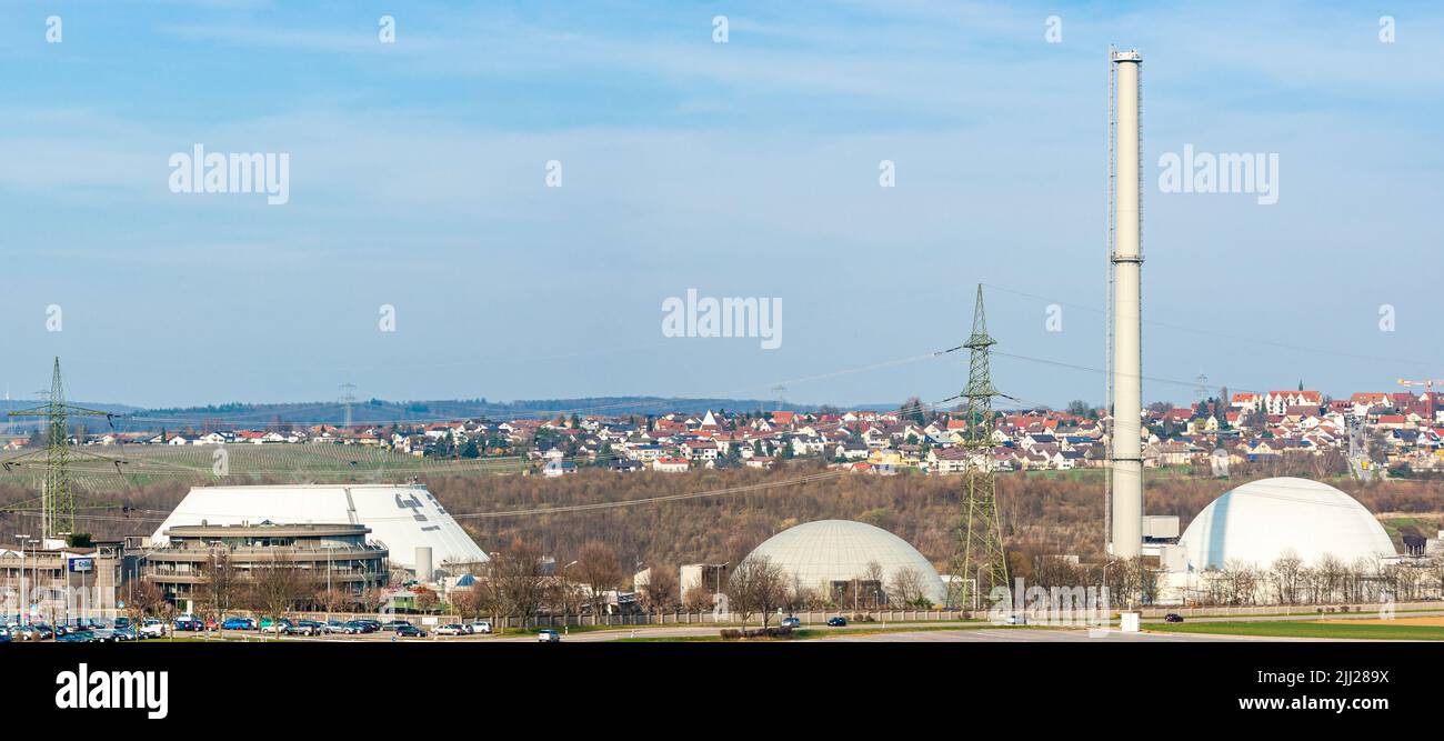 Centrale nucléaire de Neckarwestheim, Bade-Wurtemberg, Allemagne, 23 mars 2011. Banque D'Images