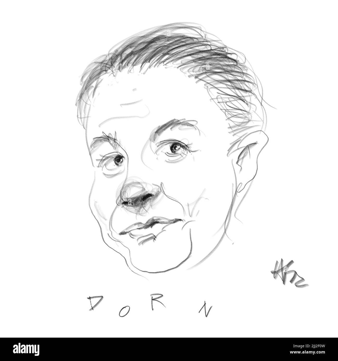 Pencilportrait de Thea Dorn, auteur Banque D'Images