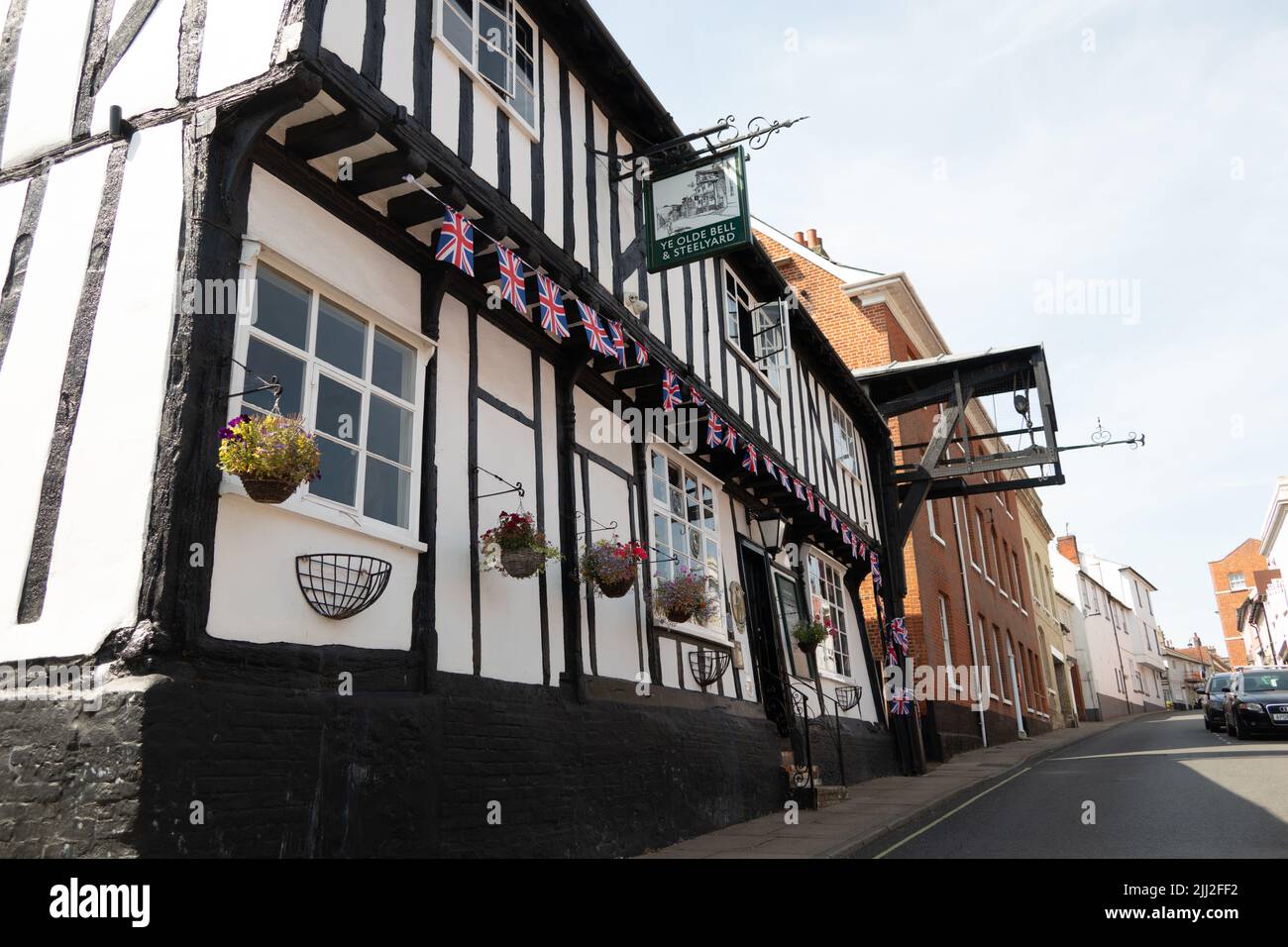 YE Olde Bell et steelyard à Woodbridge Suffolk Angleterre Banque D'Images