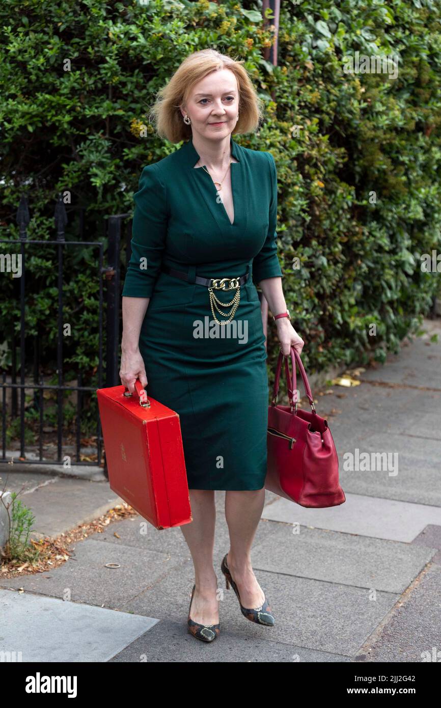 Le leadership conservateur, Liz Truss, qui espère, quitte ce matin pour travailler. Photo prise le 20th juillet 2022. © Belinda Jiao jiao.bilin@gmail.com 07598931257 Banque D'Images