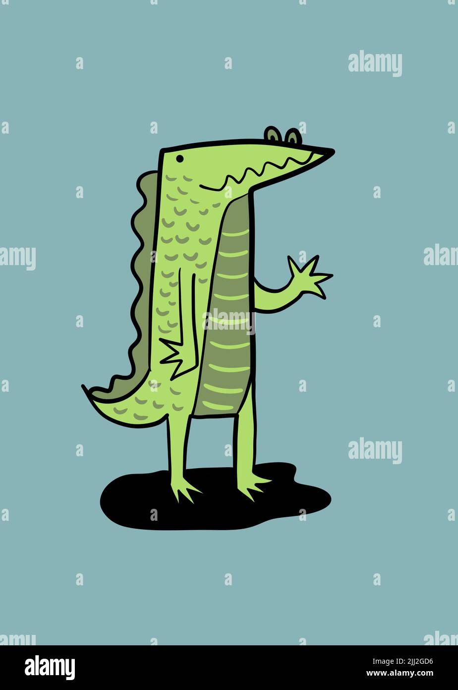 personnage de dessin animé de dinosaure mignon Banque D'Images