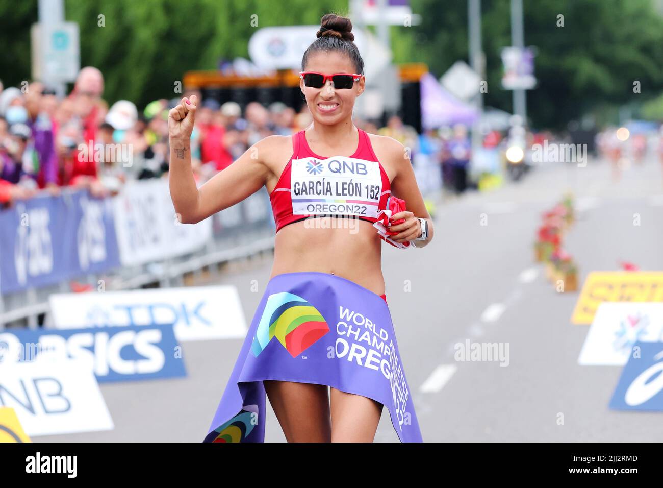 Oregon, États-Unis. 22nd juillet 2022. Oregon, États-Unis. 22nd juillet 2022. Kimberly Garcia Leon (PER) Athlétisme : Championnat du monde de l'IAAF Oregon 2022 finale de la course féminine 35km en Oregon, Etats-Unis . Crédit : AFLO Co. Ltd./Alay Live News Banque D'Images