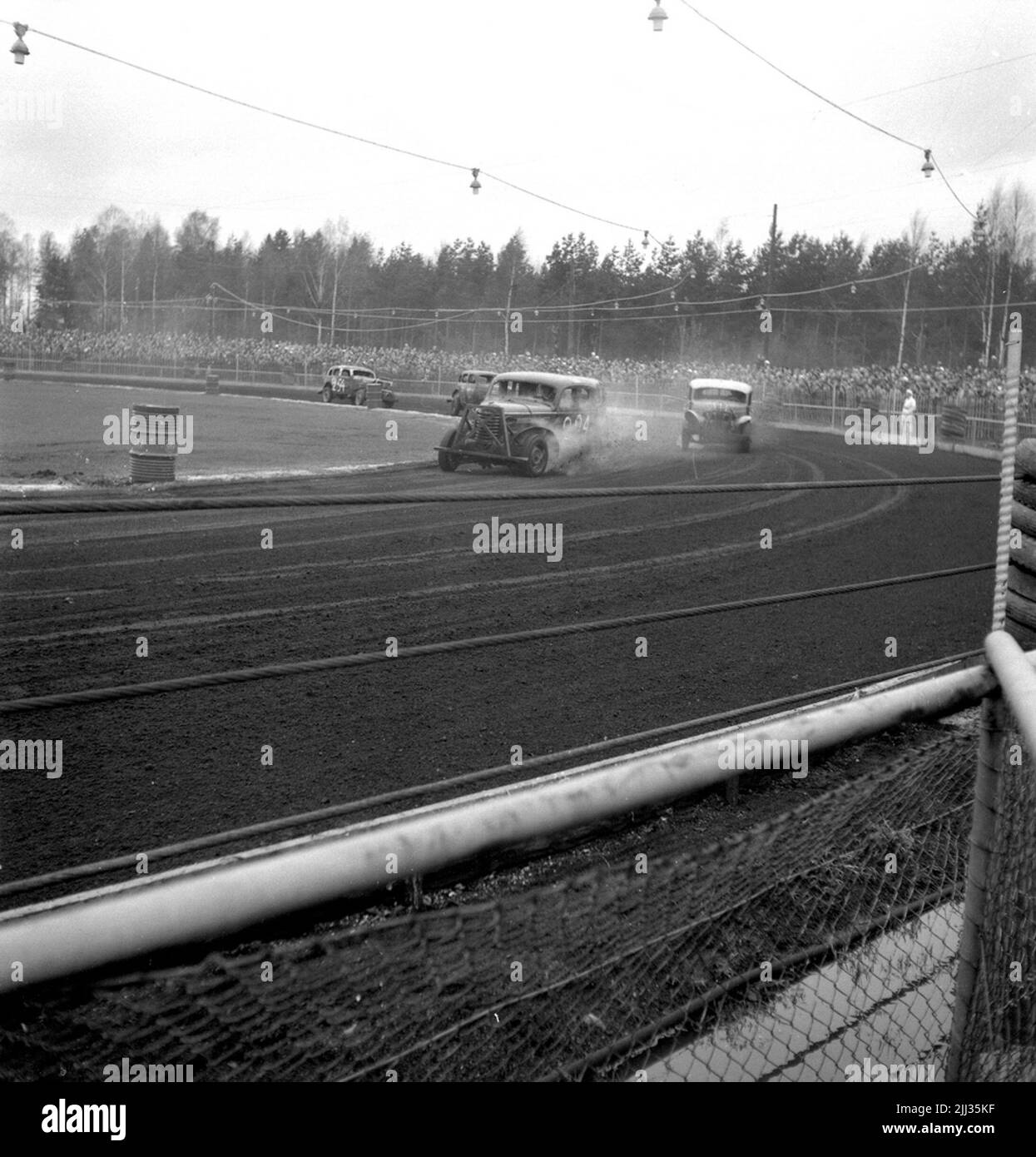 Concours de stock-car à Kumla.9 mai 1955 Banque D'Images