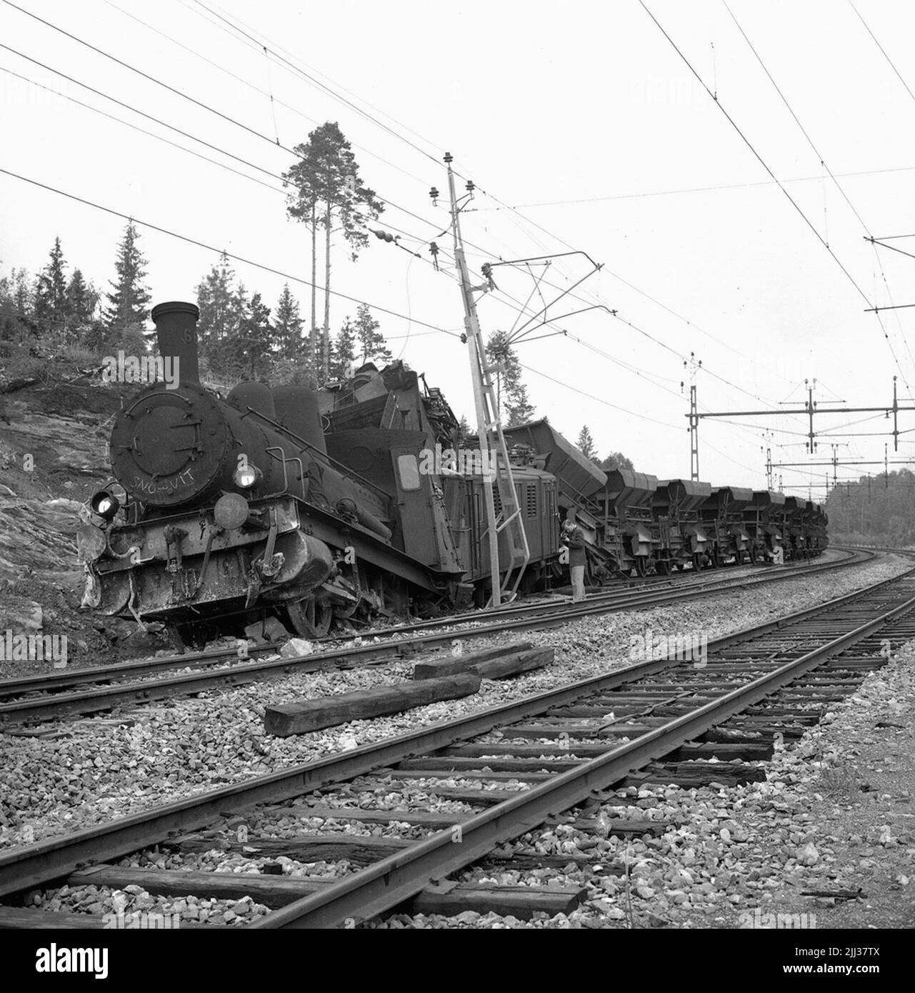 Train tracking.juni 1956 Banque D'Images