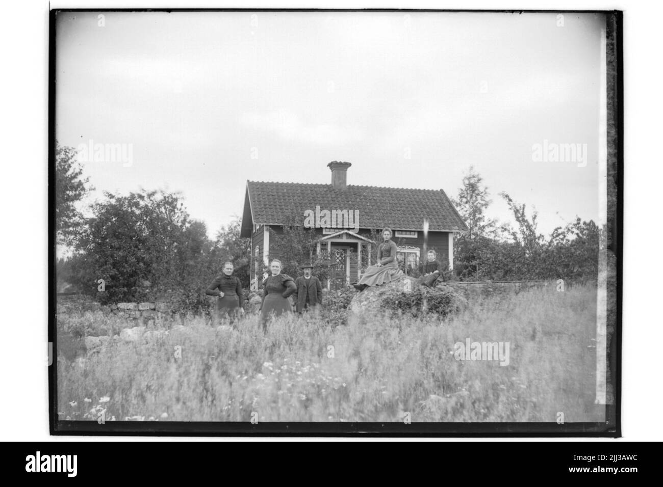 Immeuble résidentiel, famille, 5 personnes Jonsson. Banque D'Images