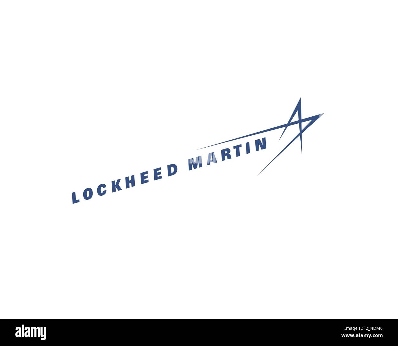Lockheed Martin Aeronautics, logo pivoté, fond blanc Banque D'Images