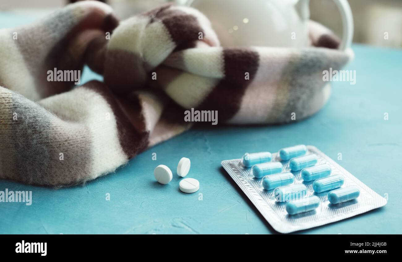 traitement du rhume et de la grippe maladie concept de soins de santé Banque D'Images