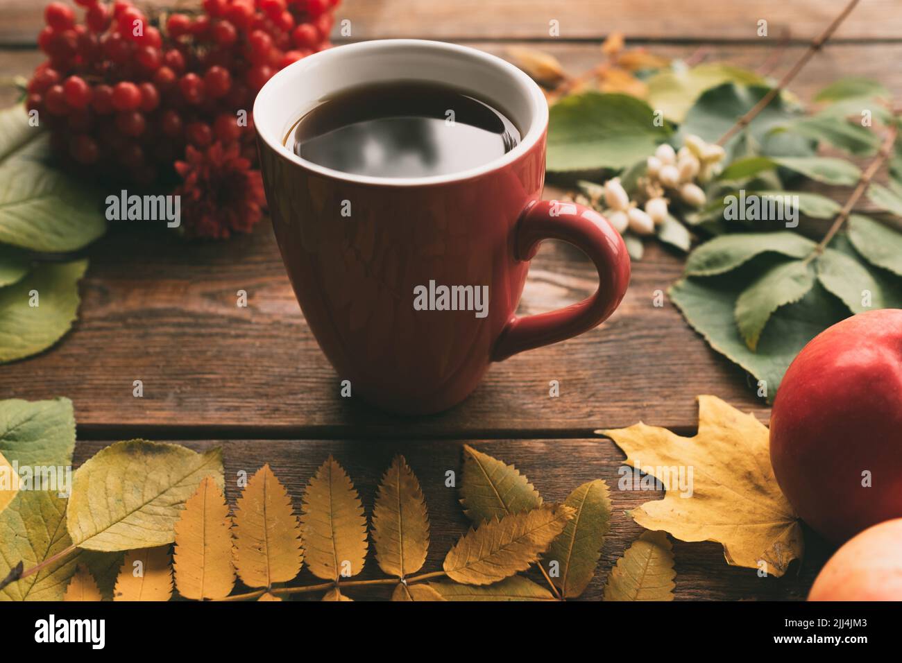 Chauffage de café ou de thé récolte automne bois concept Banque D'Images