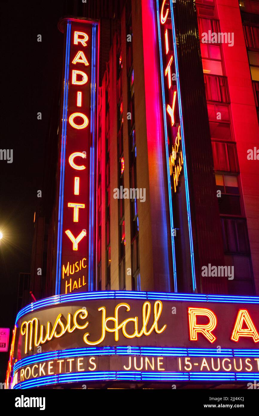 Panneau pour radio City Music Hall Banque D'Images