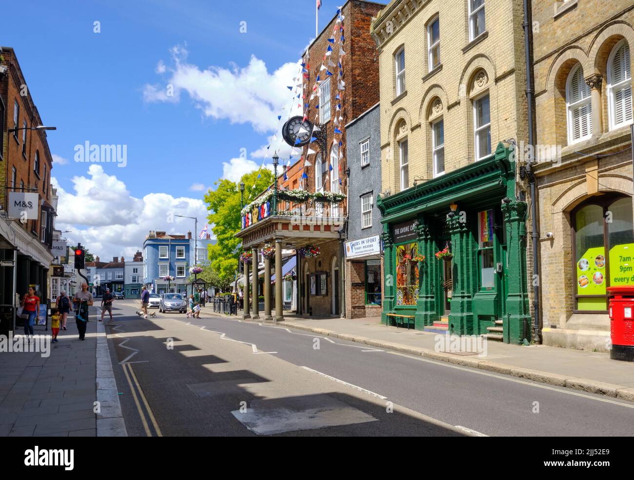 Vue sur la rue Maldon Essex et Moot Hall Banque D'Images
