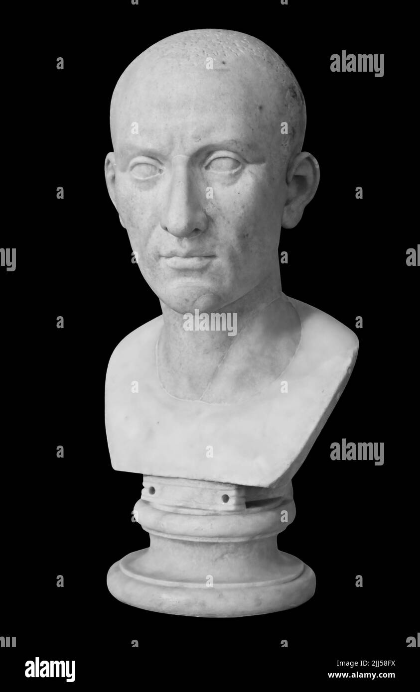 Ancienne statue de citoyen romain inconnu. Sculpture de tête isolée sur ...