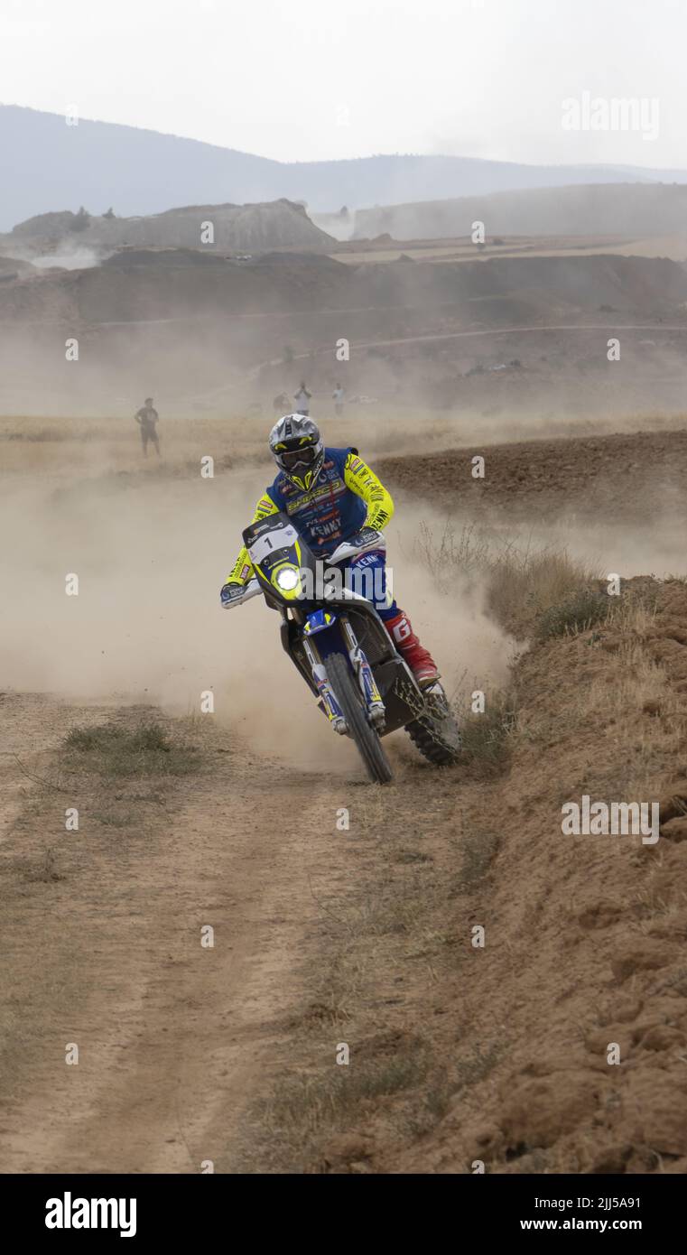 San Blas, Teruel, Aragon, Espagne, 22 juillet, 2022, stade prologue de la Baja Aragon, la course de rallye dans les terres semi-désertiques, avec des températures élevées, inter Banque D'Images