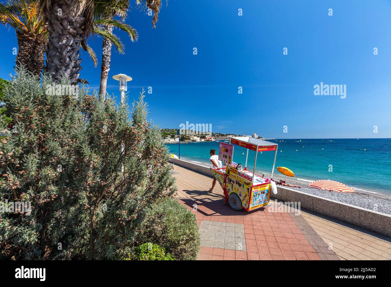 France, Var (83) Sainte-Maxime, plage de la Croisette Banque D'Images