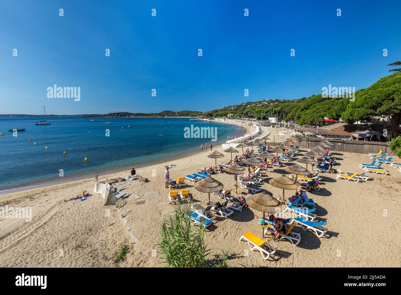 France, Côte d'Azur. Var (83) Sainte-Maxime. Vue aérienne de la plage de Garonnette Banque D'Images