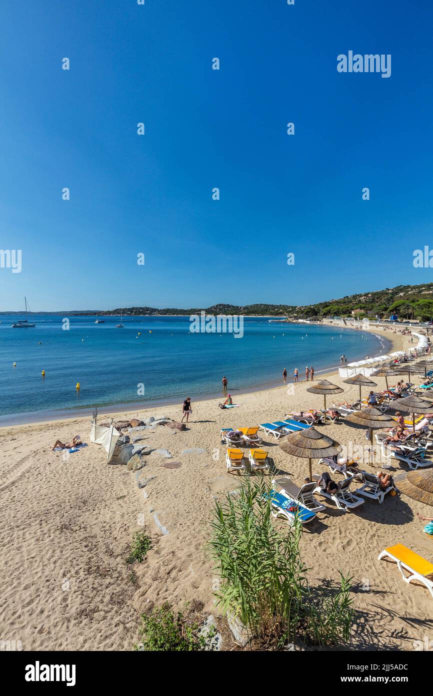 France, Côte d'Azur. Var (83) Sainte-Maxime. Vue aérienne de la plage de Garonnette Banque D'Images