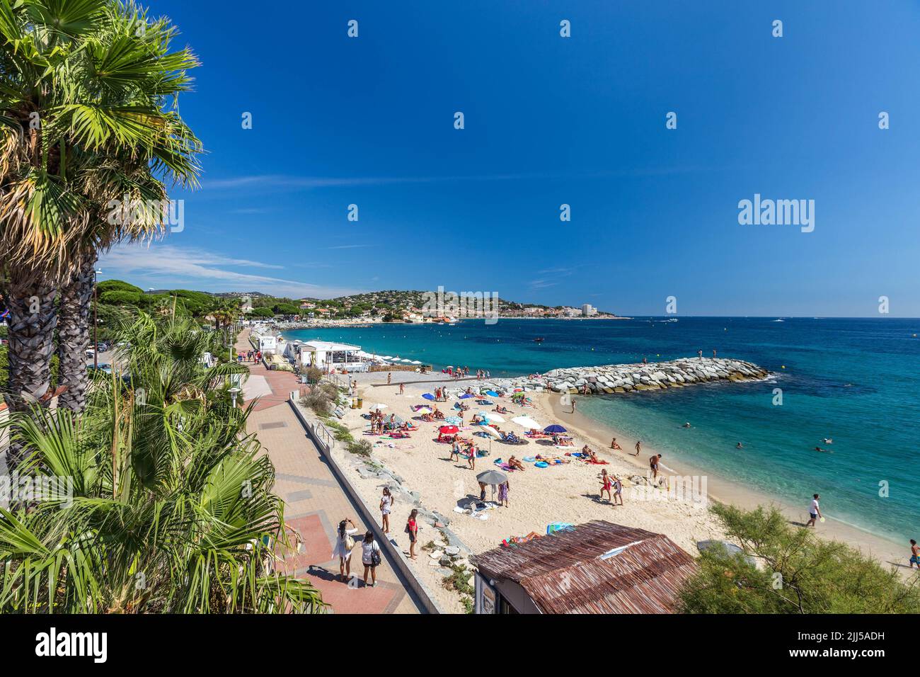 France, Var (83) Sainte-Maxime, plage de la Croisette Banque D'Images