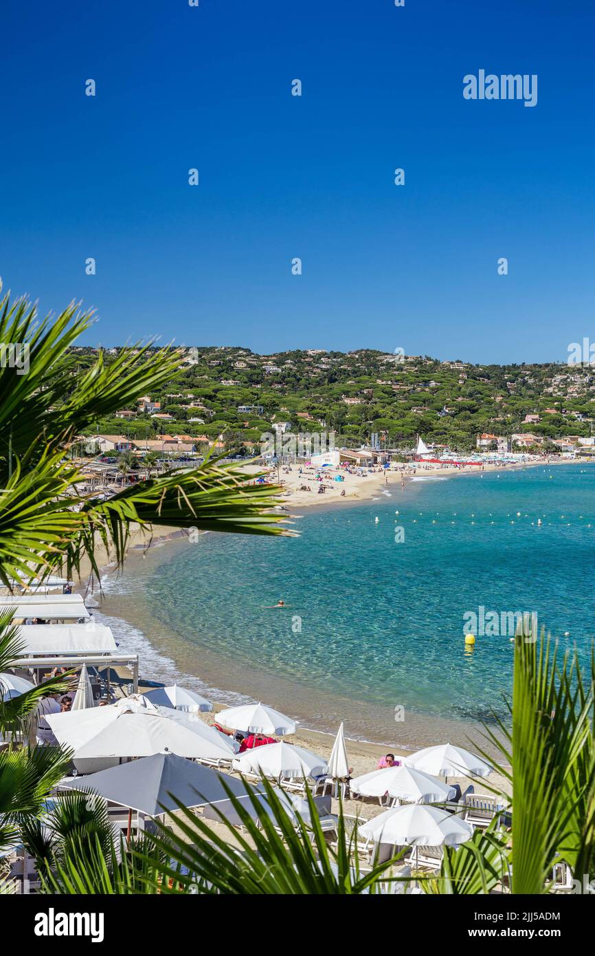 France, Var (83) Côte d'Azur. Sainte-Maxime. Vue aérienne de la plage de Nartelle Banque D'Images