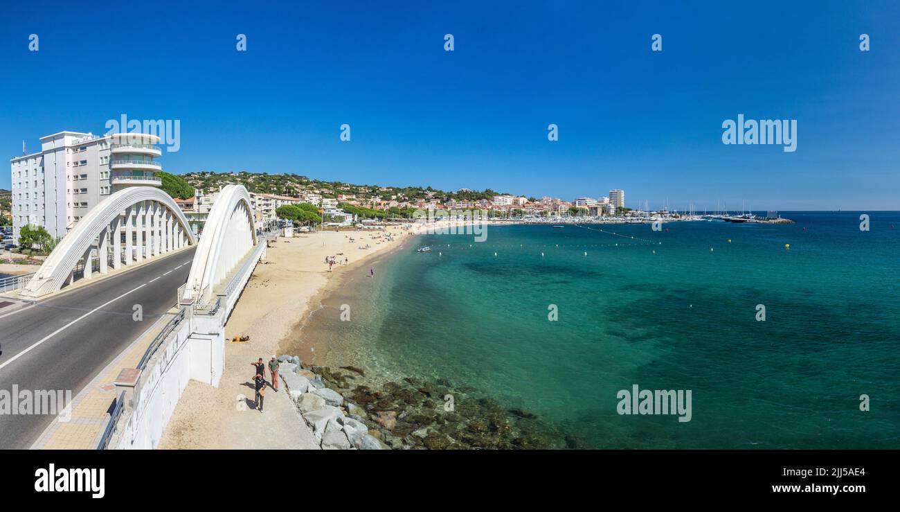 France, Var (83) Sainte-Maxime, Centre ville plage Banque D'Images