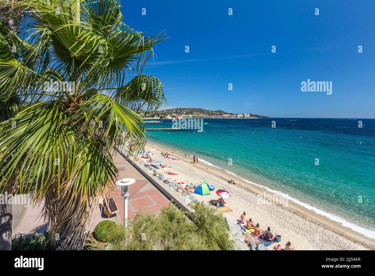France, Var (83) Sainte-Maxime, plage de la Croisette Banque D'Images