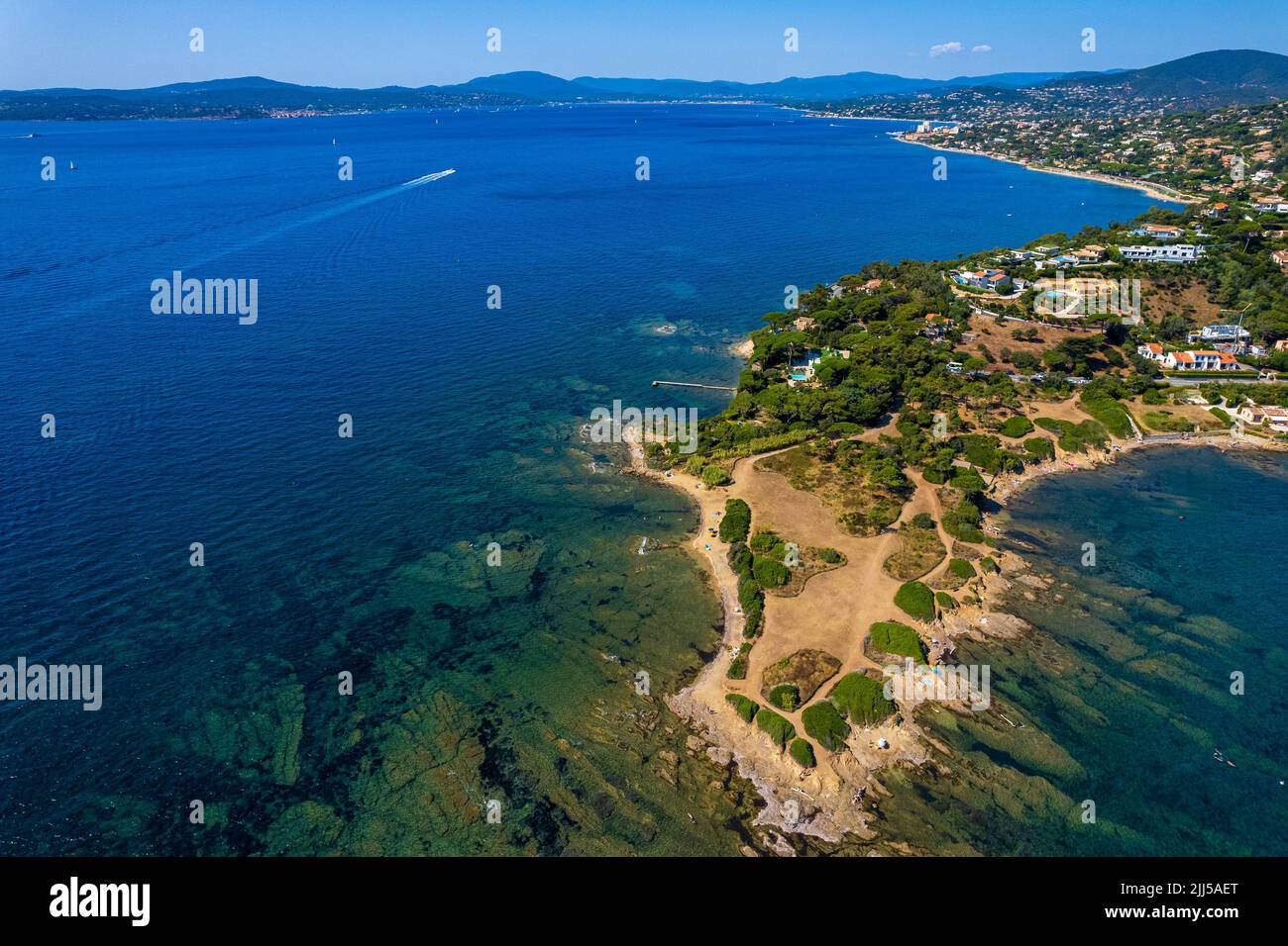 France, Côte d'Azur. Var (83) Sainte-Maxime, vue aérienne du cap de Sardinaux Banque D'Images