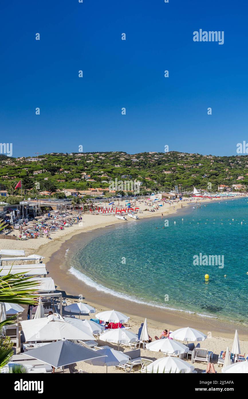 France, Var (83) Côte d'Azur. Sainte-Maxime. Vue aérienne de la plage de Nartelle Banque D'Images