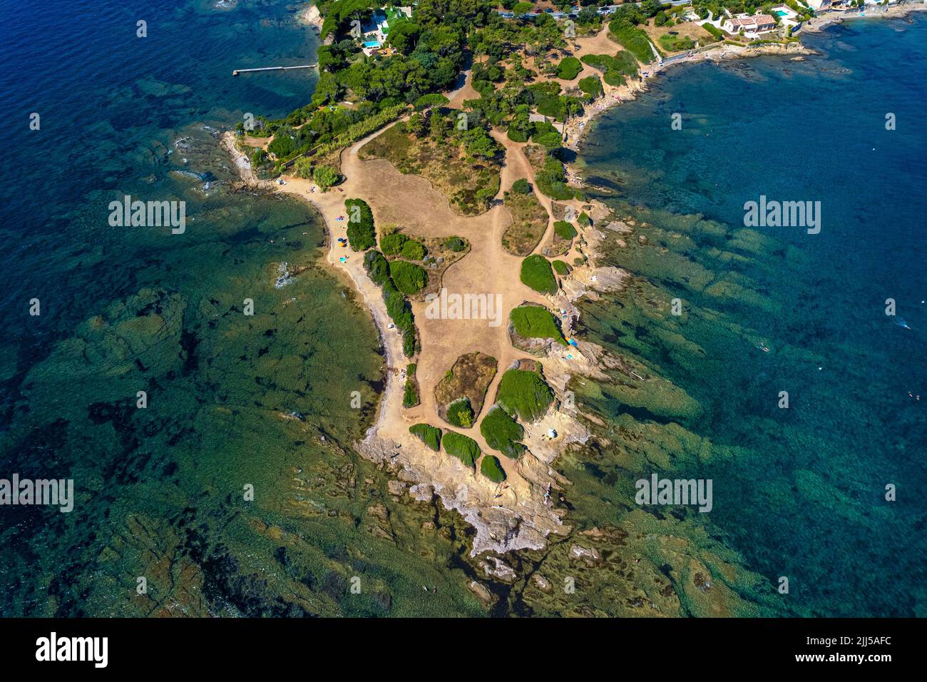France, Côte d'Azur. Var (83) Sainte-Maxime, vue aérienne du cap de Sardinaux Banque D'Images