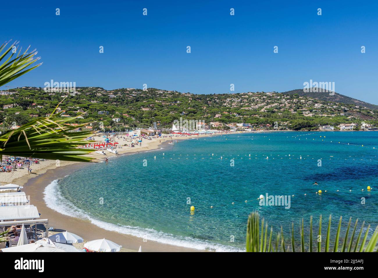 France, Var (83) Côte d'Azur. Sainte-Maxime. Vue aérienne de la plage de Nartelle Banque D'Images