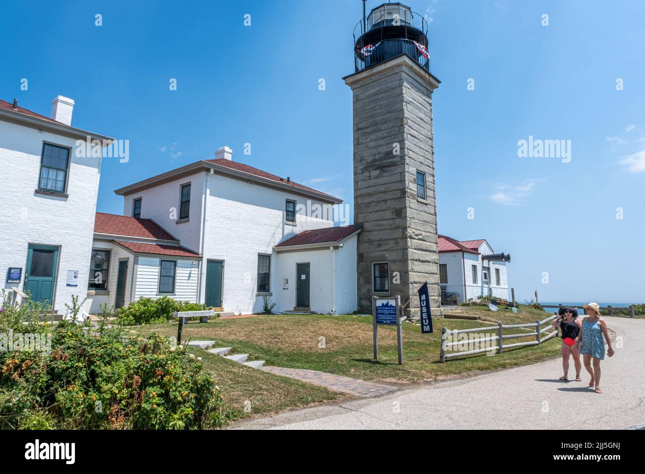 Phare de Beaver Tail sur l'île Jamestown, Rhode Island Banque D'Images