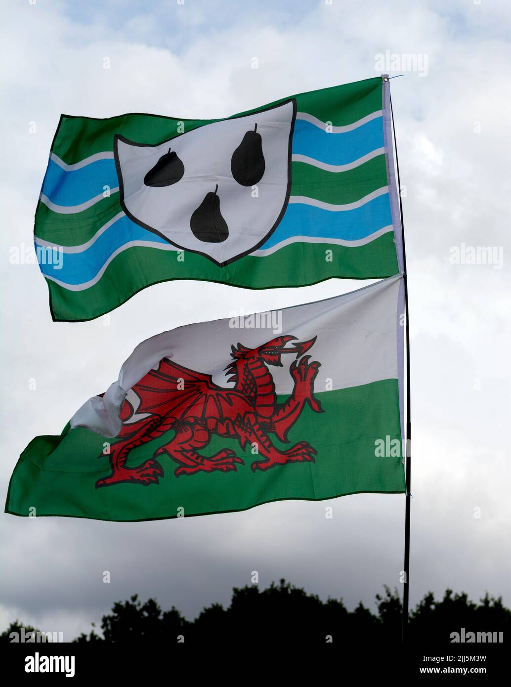 Drapeaux du Worcestershire et du pays de Galles. Banque D'Images