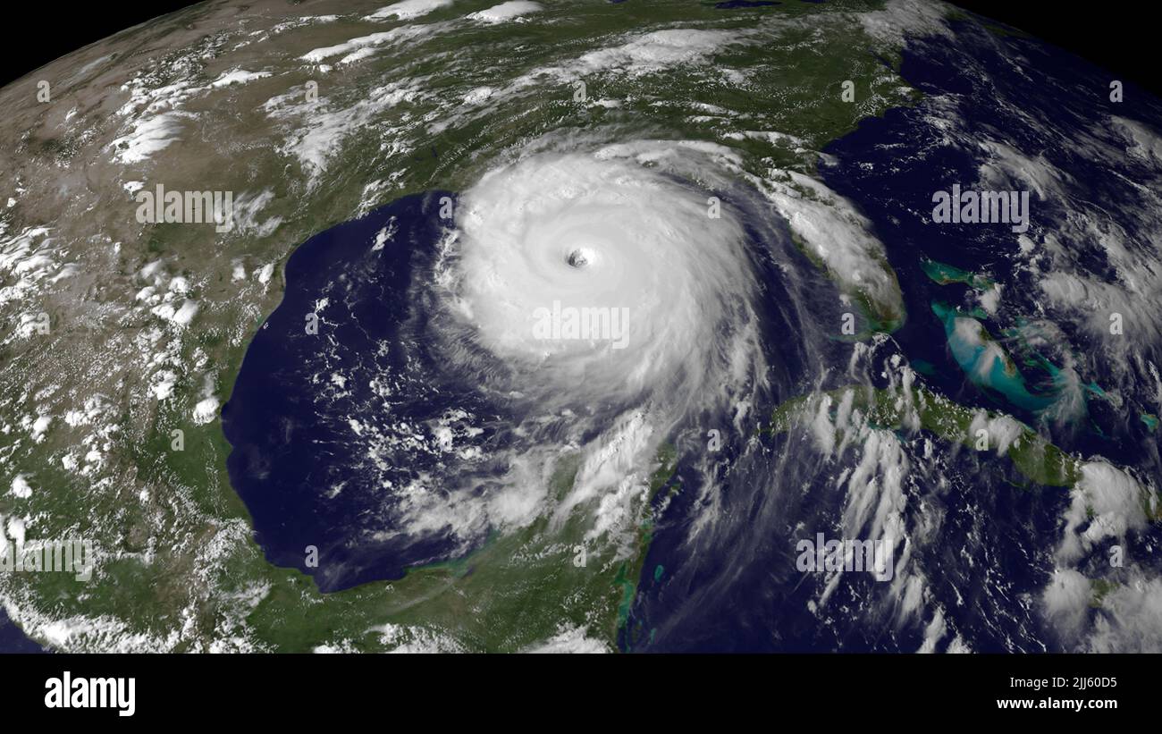 L'ouragan Katrina, une tempête dévastatrice de catégorie 5, dans le golfe du Mexique sur 28 août 2005, peu de temps avant de tomber dans la Nouvelle-Orléans, en Louisiane, tôt le matin sur 29 août. (ÉTATS-UNIS) Banque D'Images