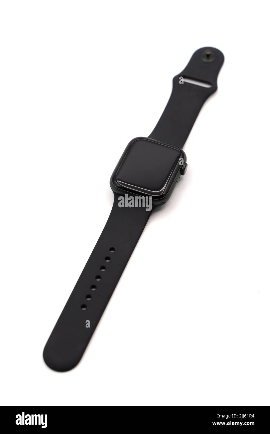 La montre Apple Watch SmartWatch est isolée sur fond blanc Banque D'Images