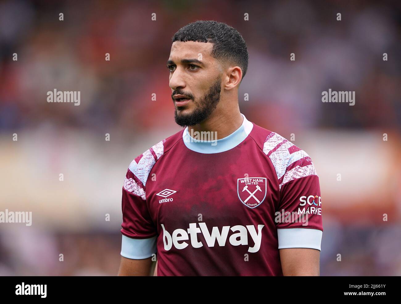 West Ham United a déclaré Benrahma lors d'un match amical d'avant-saison à Kenilworth Road, Luton. Date de la photo: Samedi 23 juillet 2022. Banque D'Images