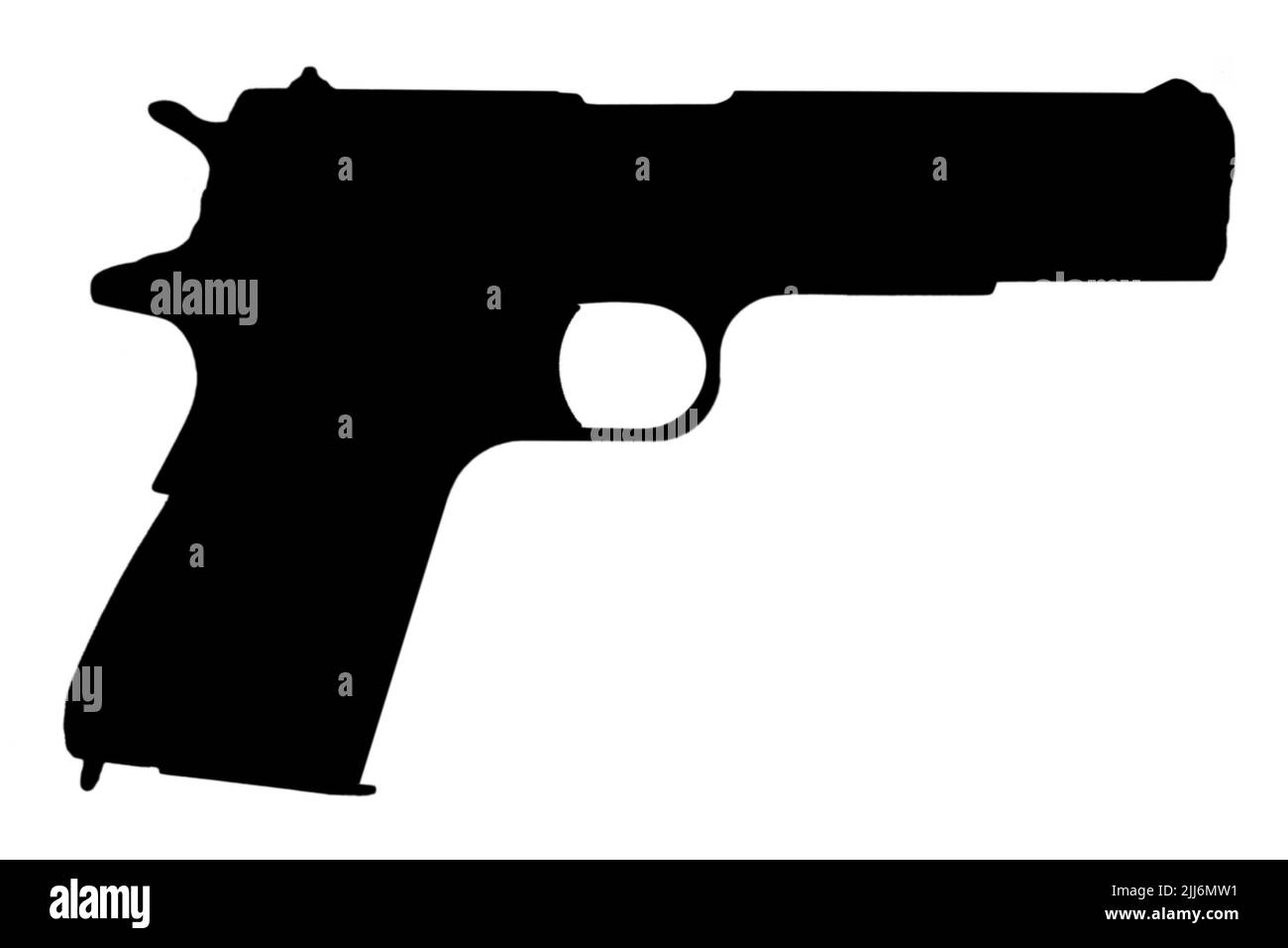 silhouette noire du gouvernement colt M1911 Banque D'Images