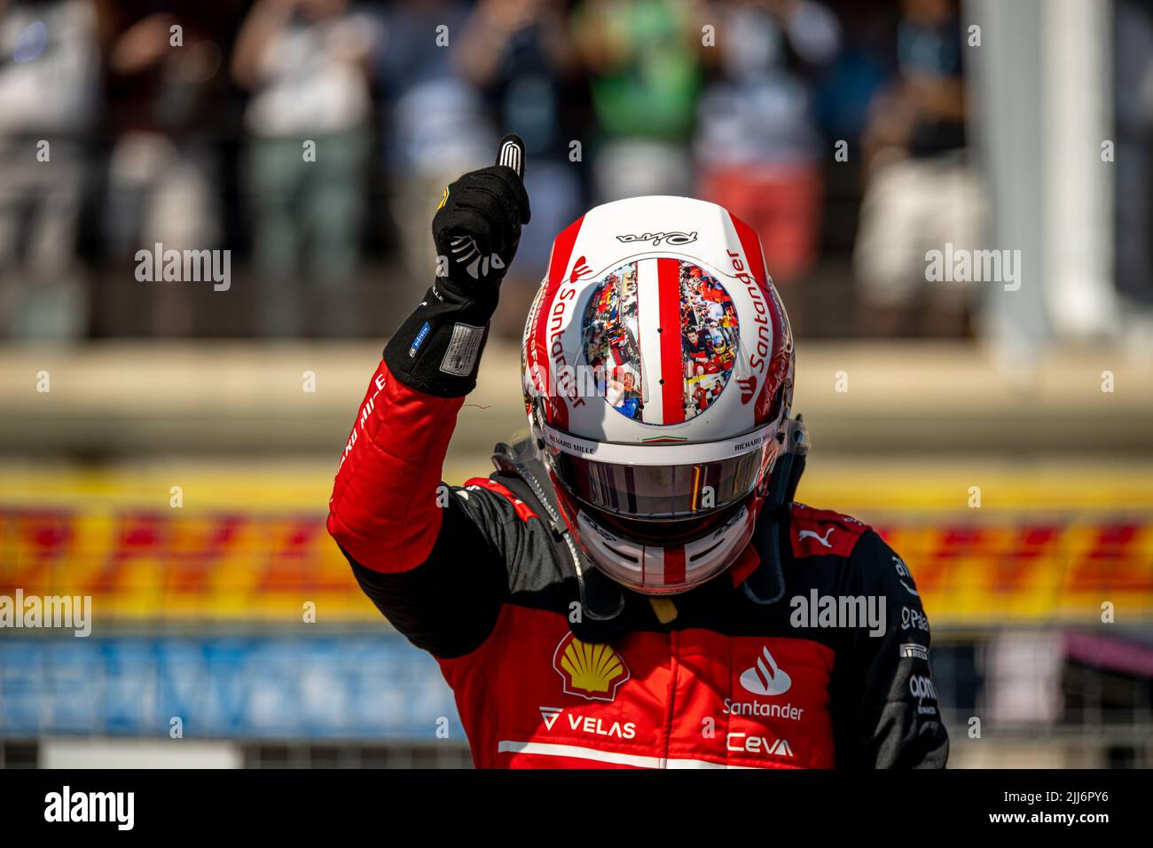 Le Castellet, France, 23rd juillet 2022, Charles Leclerc, de Monaco, concurrence pour la Scuderia Ferrari. Qualification, partie 12 du championnat de Formule 1 2022. Crédit : Michael Potts/Alay Live News Banque D'Images