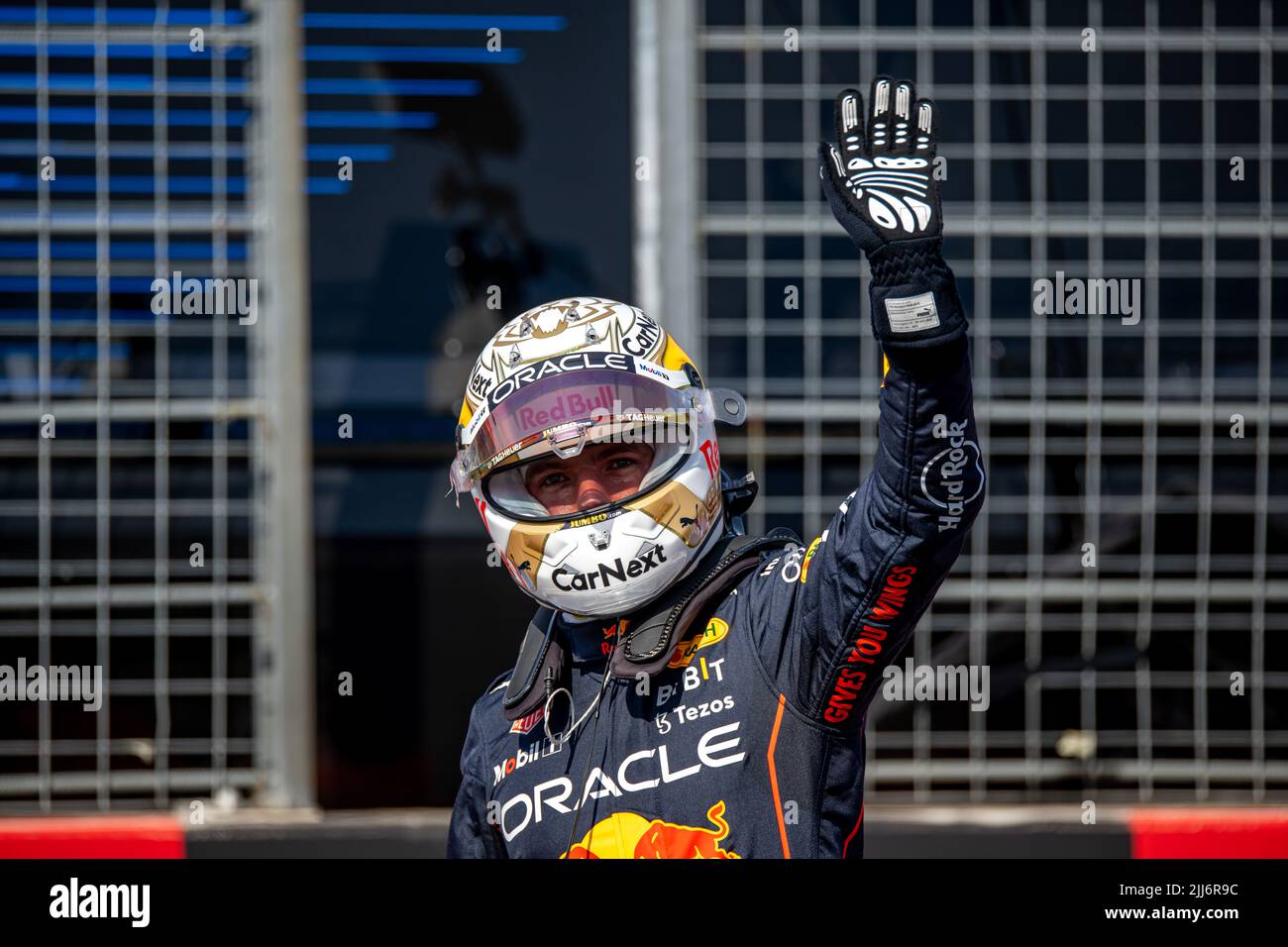 Le Castellet, France, 23rd juillet 2022, Max Verstappen, des pays-Bas, participe à Red Bull Racing. Qualification, partie 12 du championnat de Formule 1 2022. Crédit : Michael Potts/Alay Live News Banque D'Images