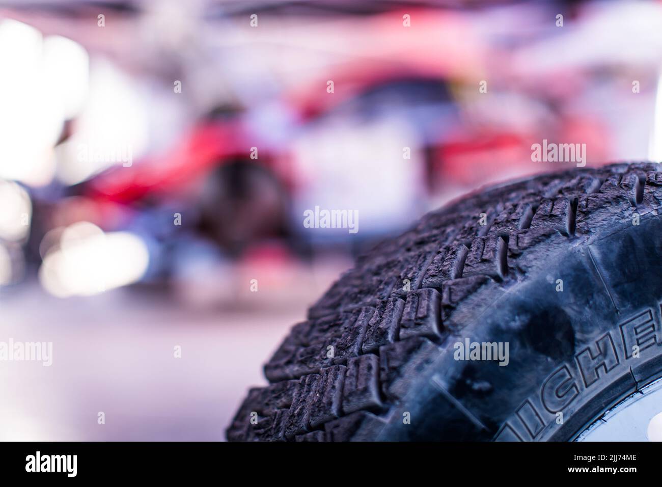 Langres, France. 23rd juillet 2022. Michelin ambiance, pneu, pneus pneu  pendant le Rallye Terre de Langres, 3rd tour du Championnat de France des  Rallyes Terre 2022, de 22 juillet à 24 à