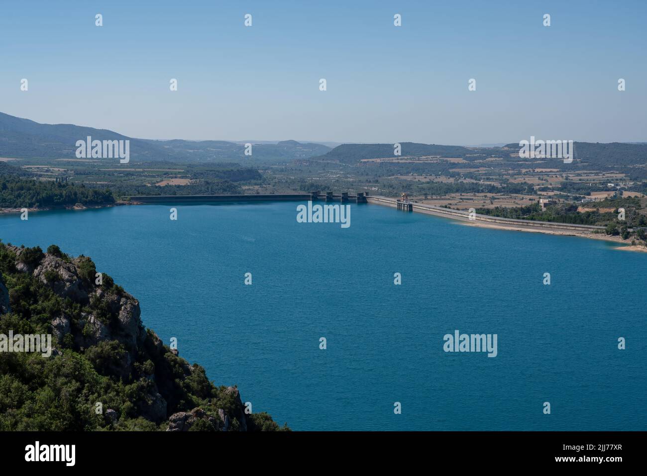 Réservoir El Grado et barrage hydro-électrique, Huesca, Espagne Banque D'Images