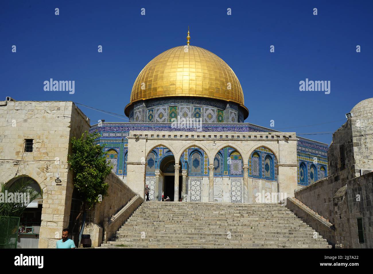 Dôme du rocher et mosquée Aqsa à Jérusalem. Banque D'Images