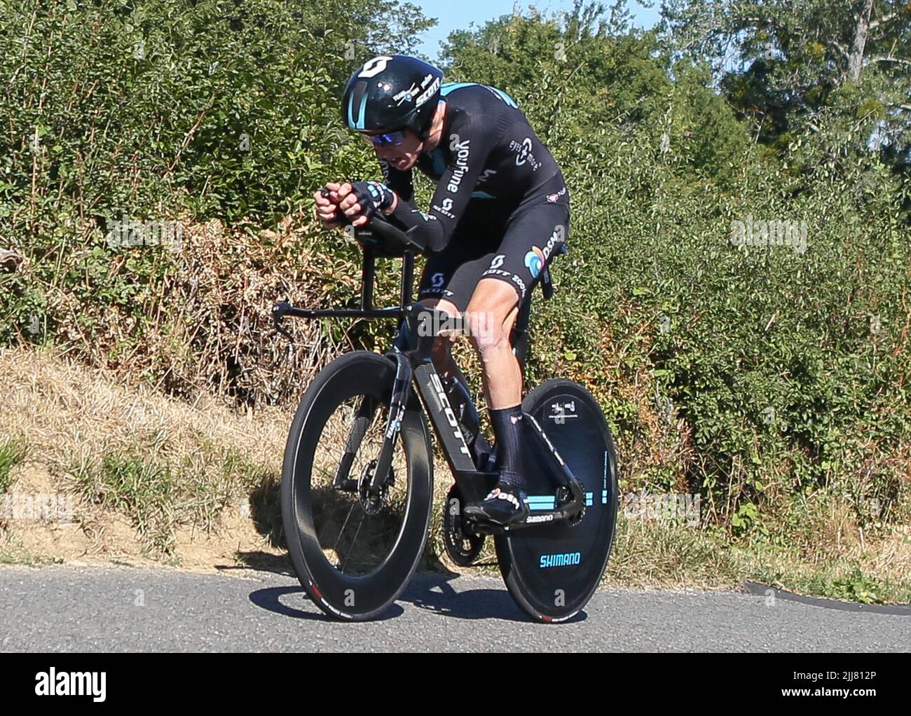 Romain Bardet de l'équipe DSM pendant le Tour de France 2022, course cycliste étape 20, temps d'essai, Lacapelle-Marival - Rocamadour (40,7 km) sur 23 juillet 2022 à Rocamadour, France - photo: Laurent Lairys/DPPI/LiveMedia Banque D'Images