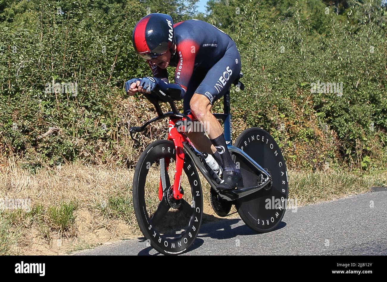 Geraint Thomas d'Ineos - Grenadiers pendant le Tour de France 2022, course cycliste 20, temps d'essai, Lacapelle-Marival - Rocamadour (40,7 km) sur 23 juillet 2022 à Rocamadour, France - photo: Laurent Lairys/DPPI/LiveMedia Banque D'Images