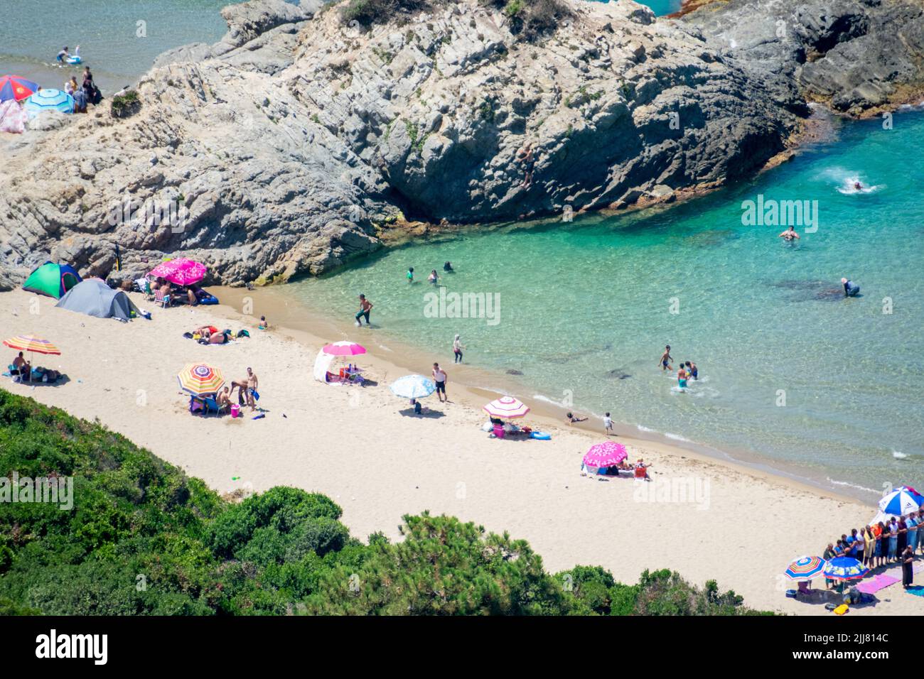 Vue panoramique depuis la plage de Tamanart à Collo, Algérie Banque D'Images